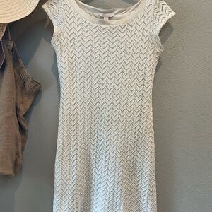 Banana Republic Elegant White Sheath Dress with Bateau Neckline